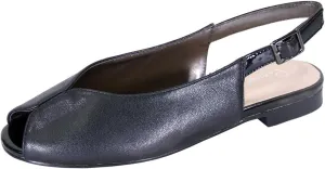 Peerage Eden Women's Wide Width Peep Toe Slingback Comfort Leather Flats