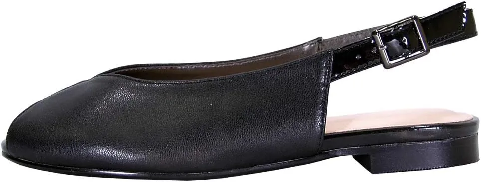 Peerage Eden Women's Wide Width Peep Toe Slingback Comfort Leather Flats