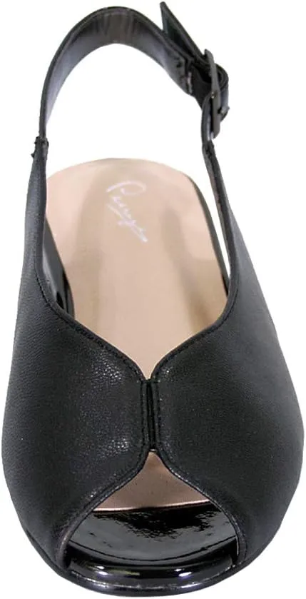Peerage Eden Women's Wide Width Peep Toe Slingback Comfort Leather Flats
