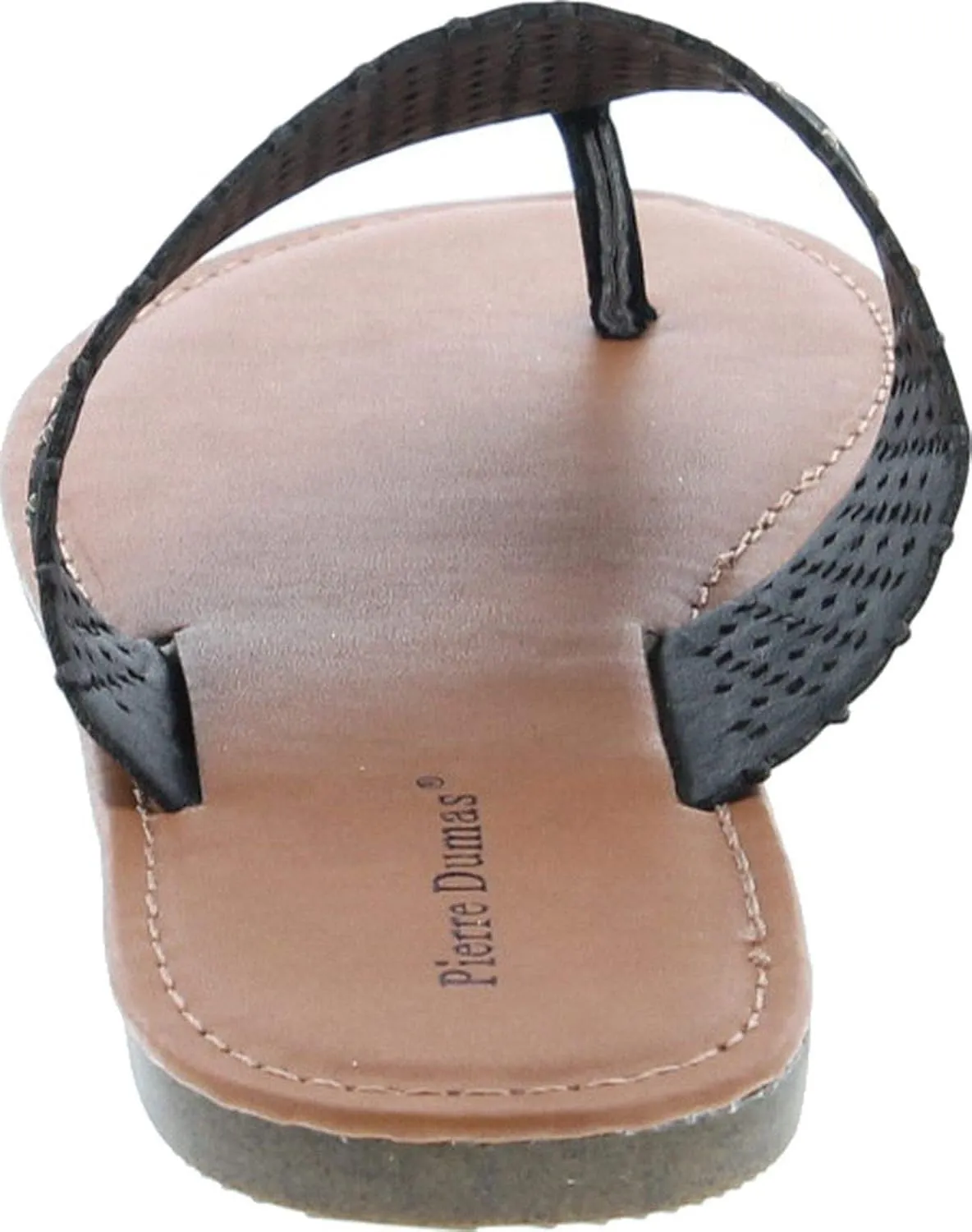 Pierre Dumas Women's Azaria-7 Vegan Leather Perforated Accents Flip-Flops Flats Sandals