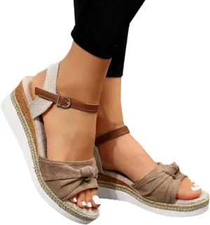 Platform Wedge Sandals for Women Open Toe Espadrilles Ankle Strap Sandals Summer Casual Dressy Wedge Flat Sandals Beach Boho Walking Shoes