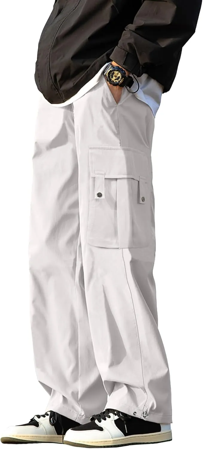 PLEPAN Men's Casual Cargo Pants Stretch Sweatpants Streetwear Trousers Hiking Drawstring Elastic Waist Workout Joggers