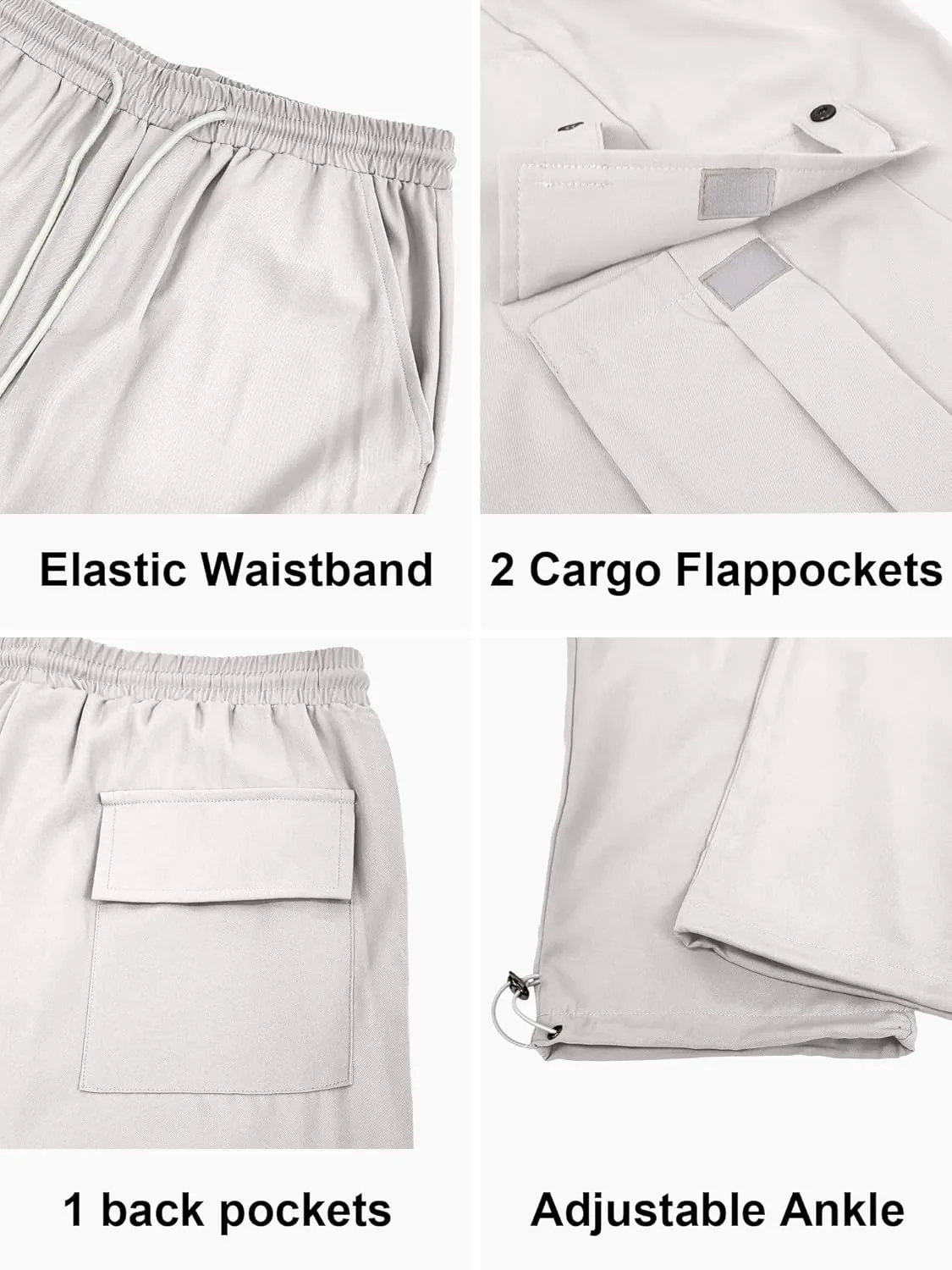 PLEPAN Men's Casual Cargo Pants Stretch Sweatpants Streetwear Trousers Hiking Drawstring Elastic Waist Workout Joggers