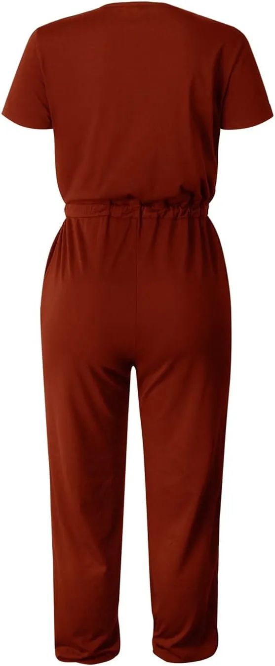 PRETTYGARDEN Jumpsuits for Women 2025 Spring Summer Casual Dressy Short Sleeve Romper Airport Vacation Travel Outfits