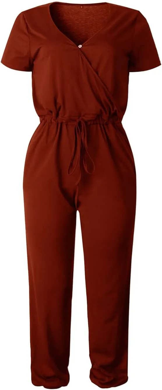 PRETTYGARDEN Jumpsuits for Women 2025 Spring Summer Casual Dressy Short Sleeve Romper Airport Vacation Travel Outfits