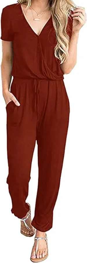 PRETTYGARDEN Jumpsuits for Women 2025 Spring Summer Casual Dressy Short Sleeve Romper Airport Vacation Travel Outfits