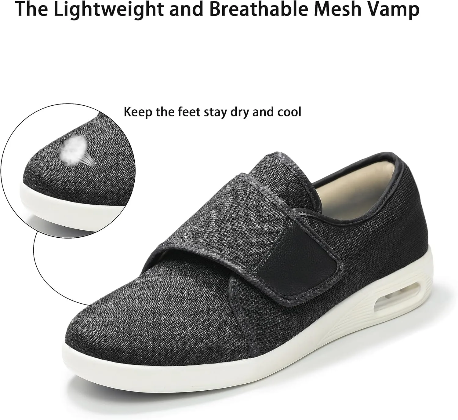 QHBPMGAD Diabetic Shoes for Women, Women's Wide Width Elderly Shoes, Adjustable Hook and Loop Closure Anti-Slip Breathable Lightweight, Swollen Feet Walking Edema Sneakers