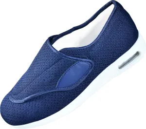 QHBPMGAD Mens Diabetic Shoes for Men Extra Wide Slip on Shoes for Swollen Feet Adjustable Hook and Loop Closure Anti-Slip Breathable Edema Walking Shoes