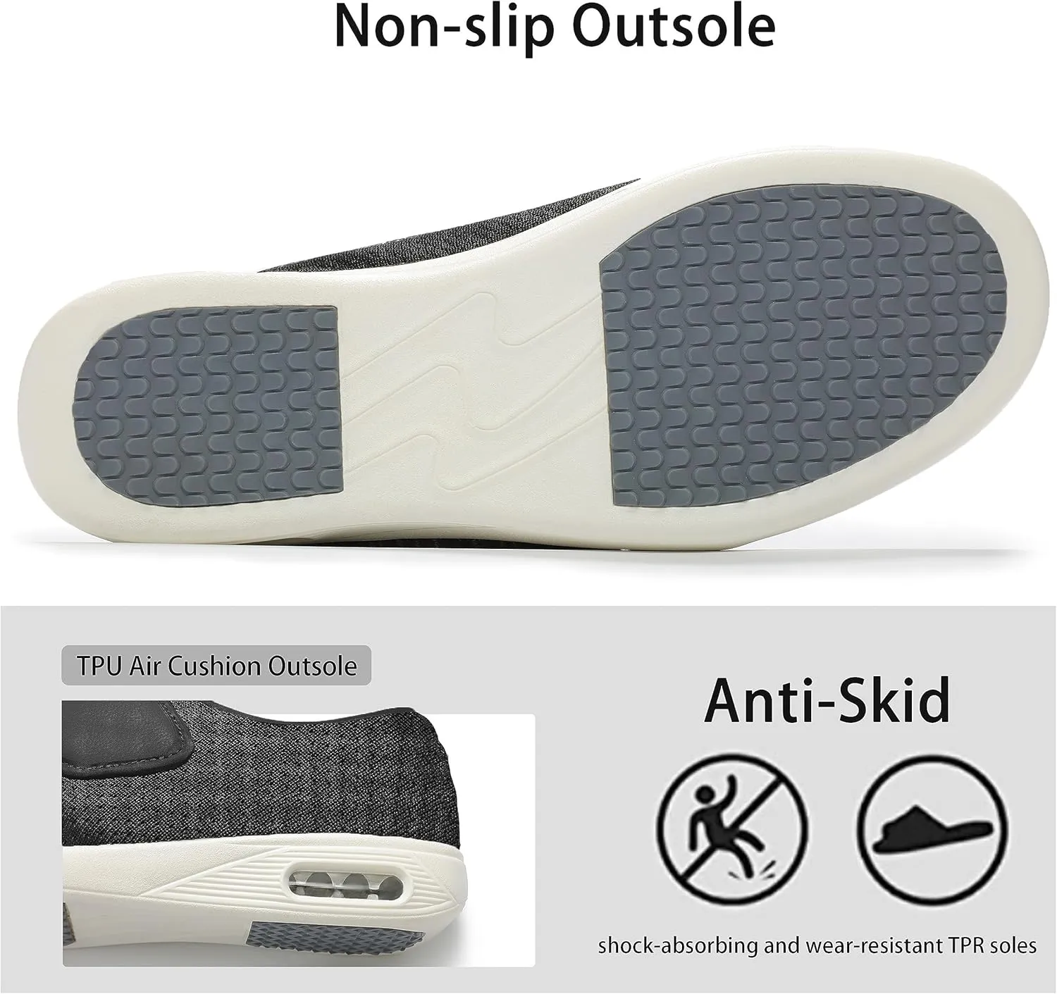 QHBPMGAD Women's Diabetic Shoes, Wide Width Elderly Sneakers for Women, Adjustable Hook and Loop Closure Non-Slip Breathable, Swollen Feet Walking Edema Shoes