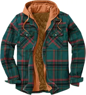 QWENTMTNTY Men's Camp Fleece Lined Hooded Flannel Shirt Jacket Long Sleeve Button Down Thermal Thick Plaid Jacket with Pocket Green