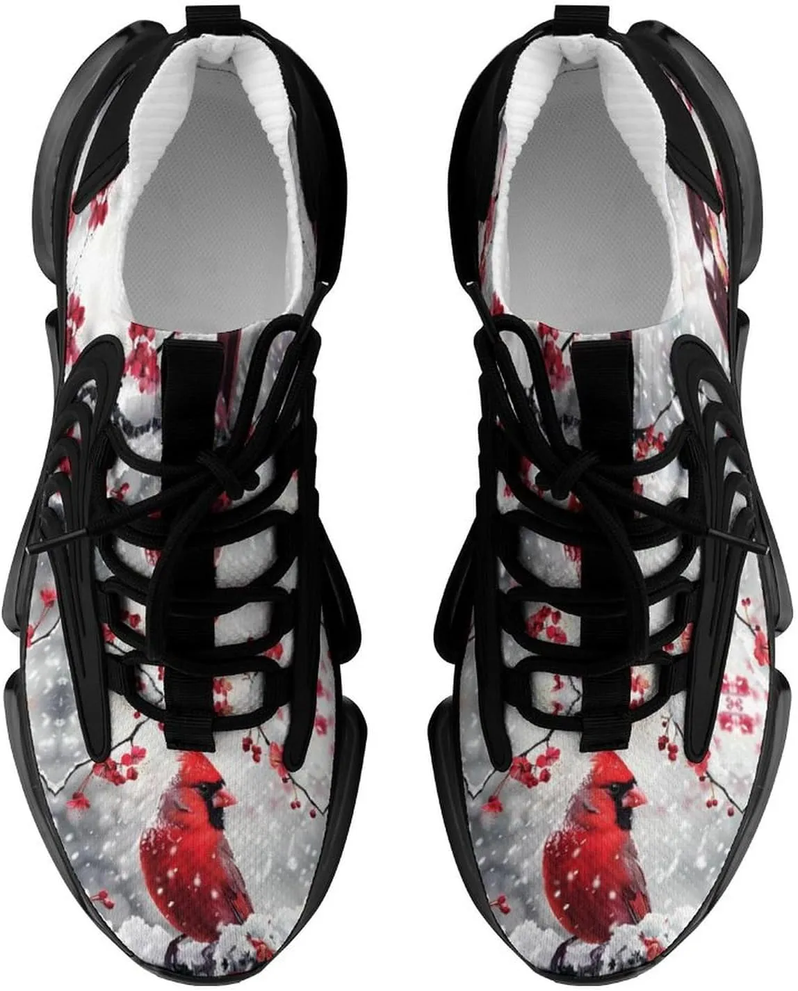 Red Bird Snowy Day Printed Men's Sneaker Funny Lightweight Running Shoe Tennis Shoes for Men
