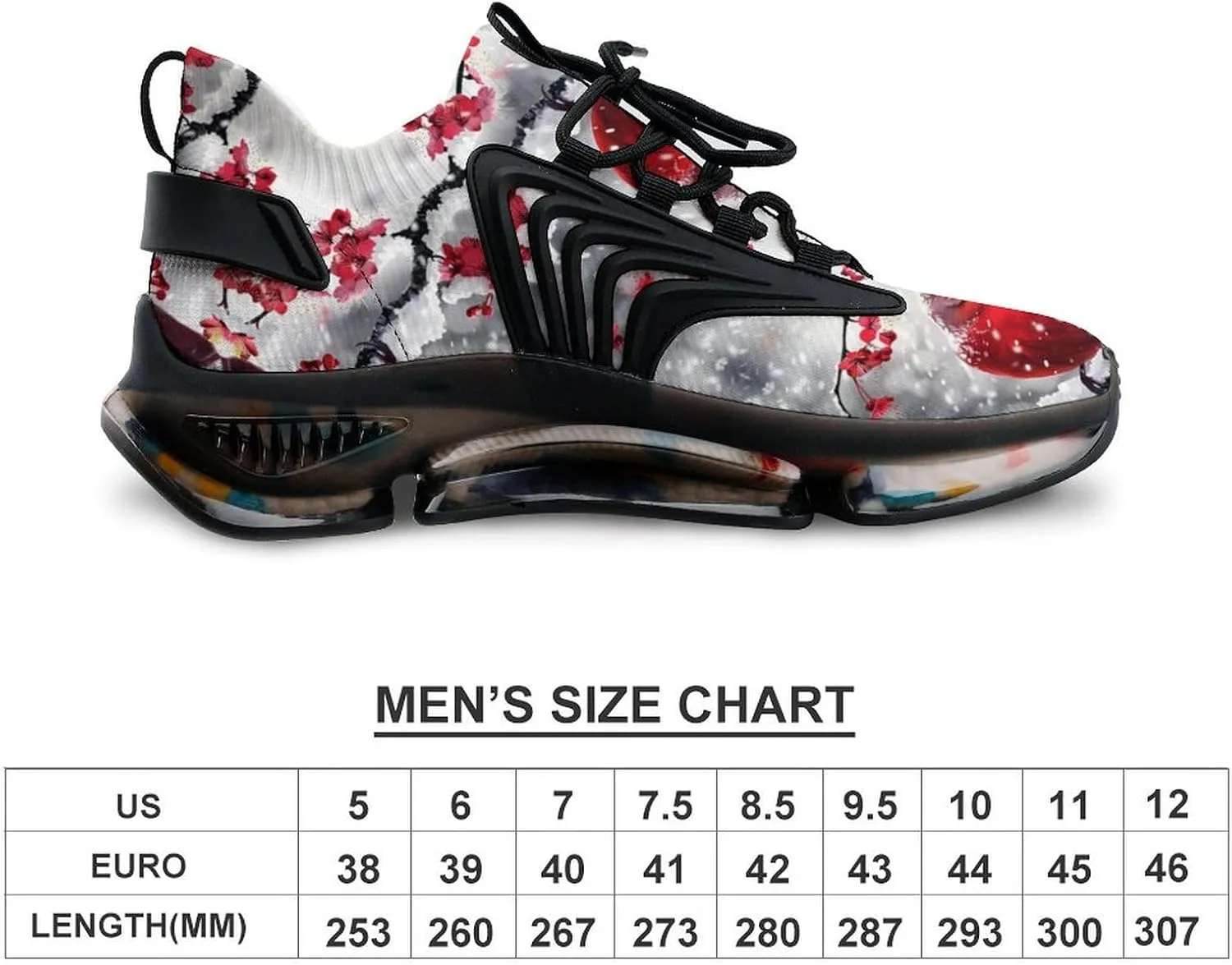 Red Bird Snowy Day Printed Men's Sneaker Funny Lightweight Running Shoe Tennis Shoes for Men