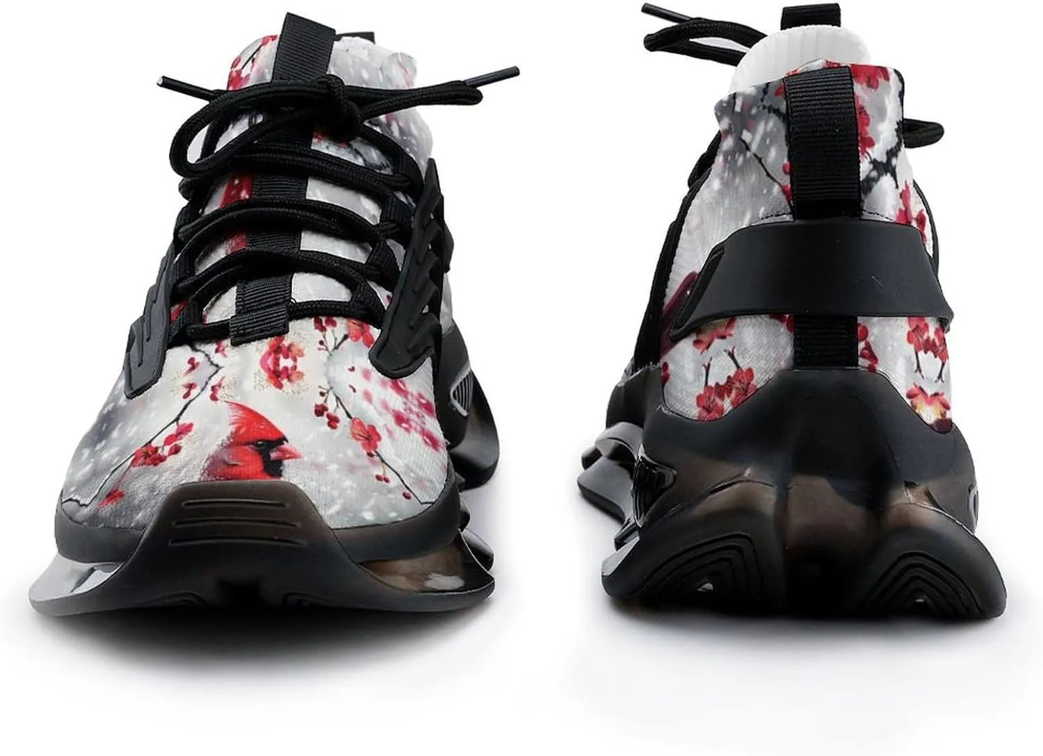 Red Bird Snowy Day Printed Men's Sneaker Funny Lightweight Running Shoe Tennis Shoes for Men