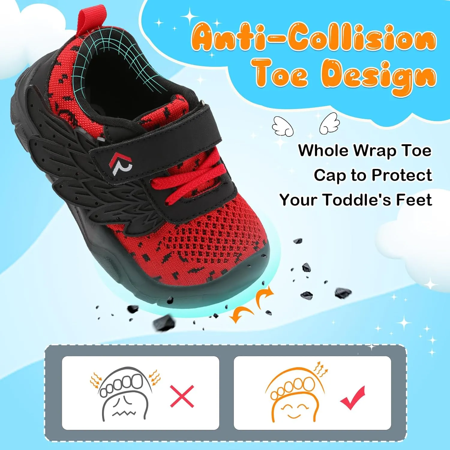relxfeet Toddler Boys Girls Shoes Wide Toe Box Barefoot Sneakers Fashion Lightweight Breathable Tennis Walking Shoes