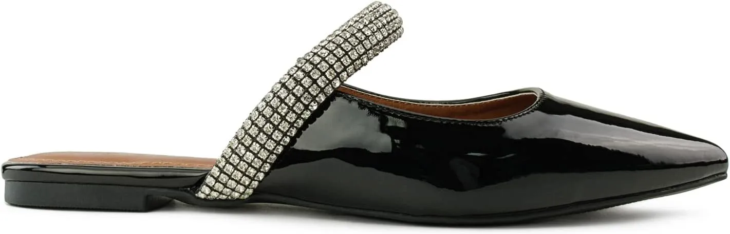 RF ROOM OF FASHION Women's Jeweled Slide On Backless Loafer Mule Flats