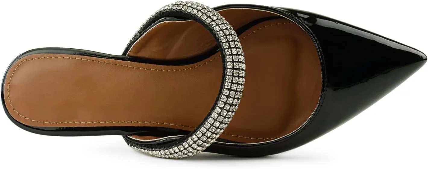 RF ROOM OF FASHION Women's Jeweled Slide On Backless Loafer Mule Flats