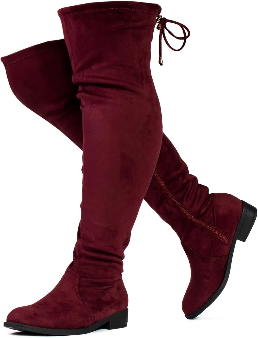 RF ROOM OF FASHION Women's Stretchy Over The Knee Low Heel Boots (Wide Calf Wide Width)
