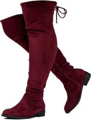 RF ROOM OF FASHION Women's Stretchy Over The Knee Low Heel Boots (Wide Calf Wide Width)