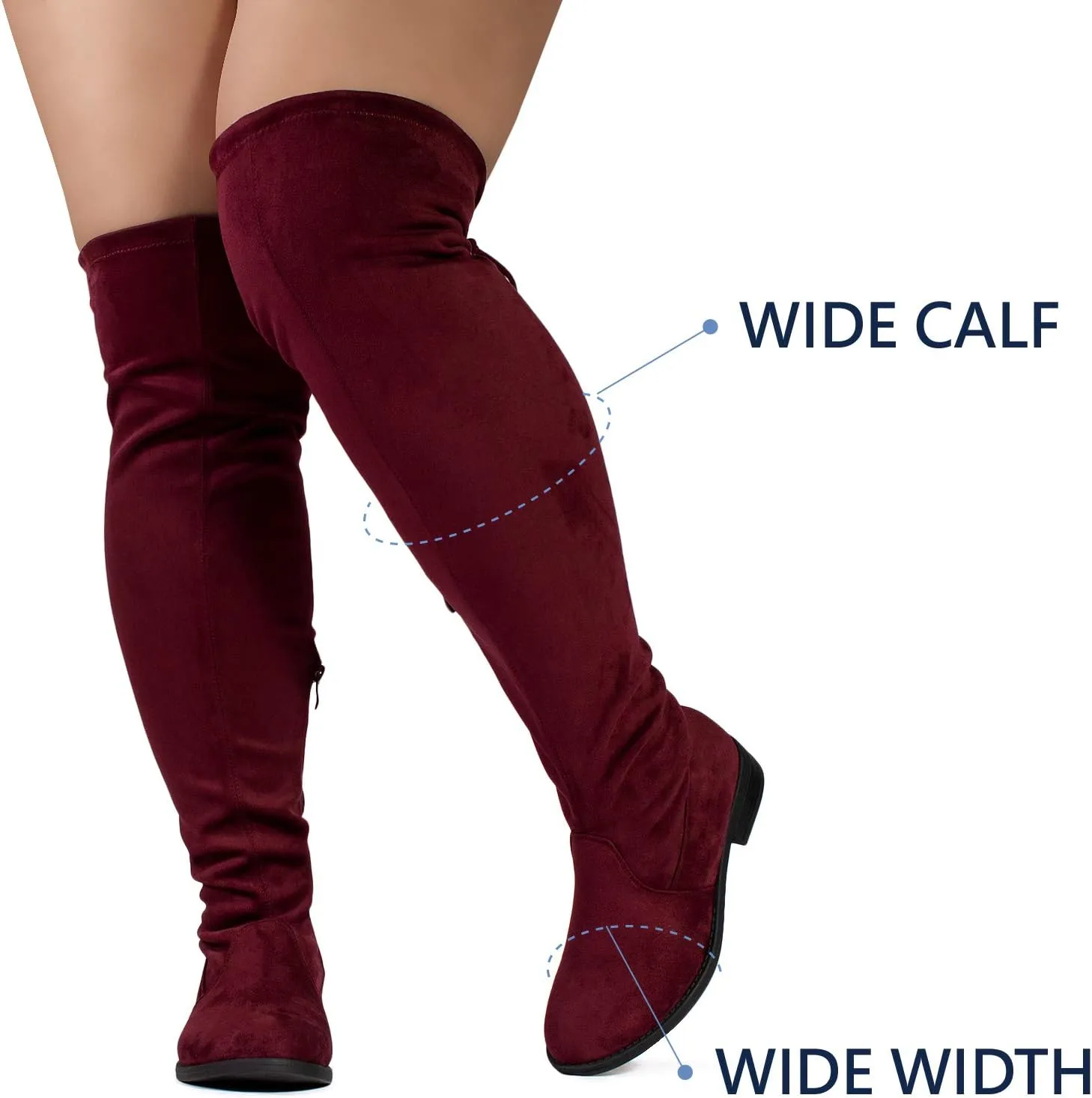 RF ROOM OF FASHION Women's Stretchy Over The Knee Low Heel Boots (Wide Calf Wide Width)