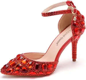Royal Blue Rhinestone Sandals Thin High Heels Pointed Toe Sandals Blue Crystal Heels Shoes Fashion High Heel Shoes