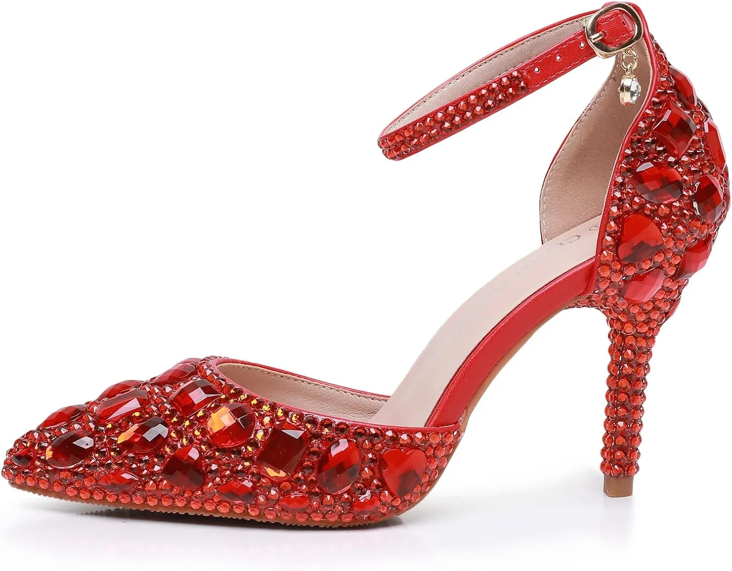 Royal Blue Rhinestone Sandals Thin High Heels Pointed Toe Sandals Blue Crystal Heels Shoes Fashion High Heel Shoes