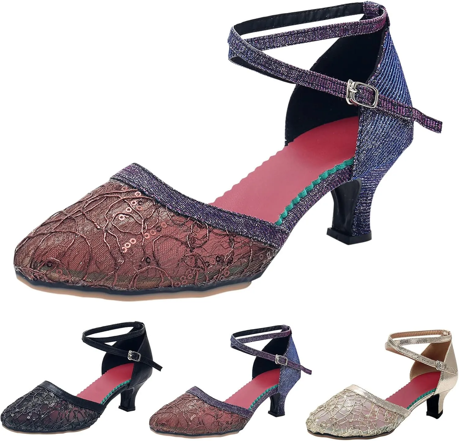 Sandals for Women 2025 Closed Toe Ballroom Latin Dance Shoes Dancing Heels Dress Shoes Breathable Mesh Sandals
