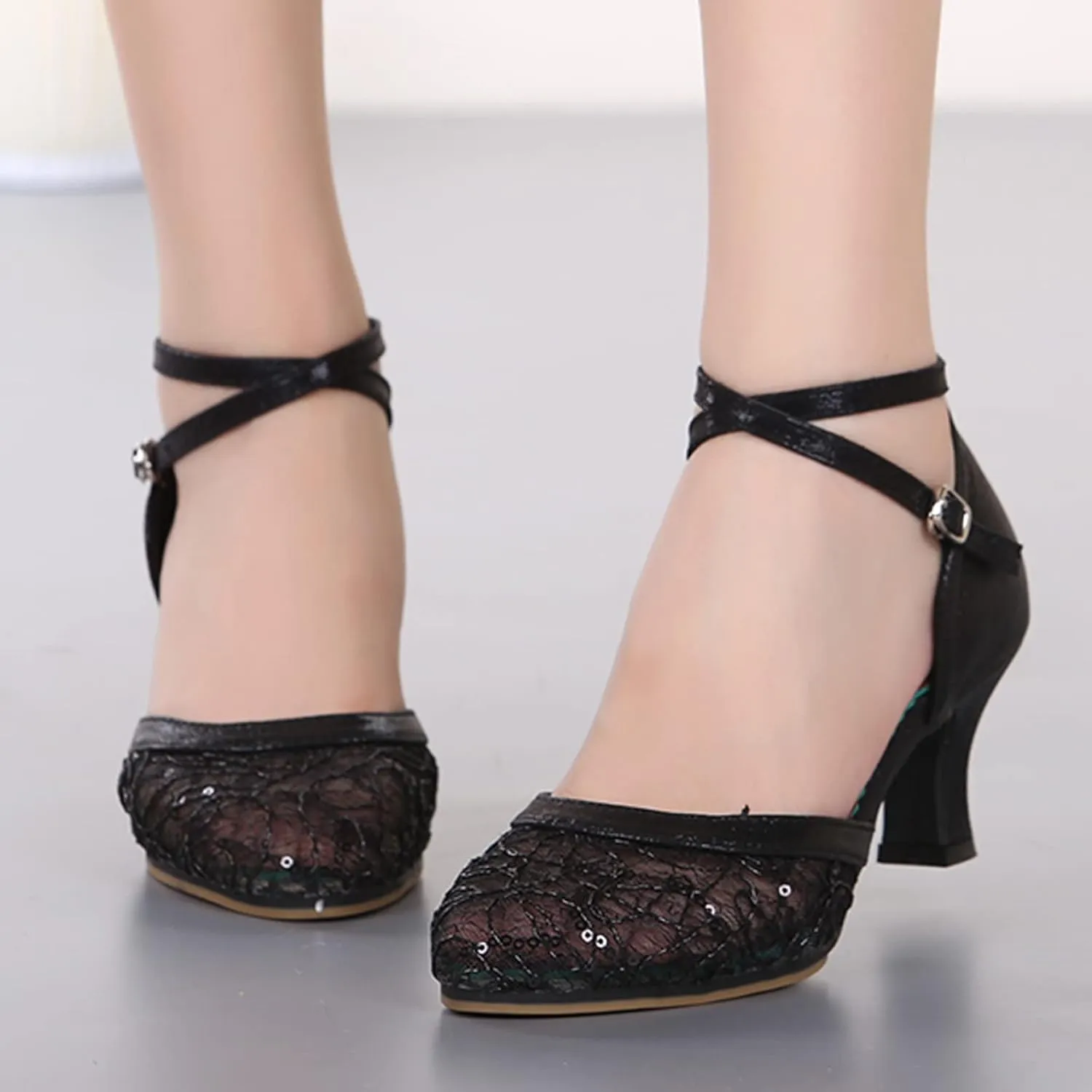 Sandals for Women 2025 Closed Toe Ballroom Latin Dance Shoes Dancing Heels Dress Shoes Breathable Mesh Sandals