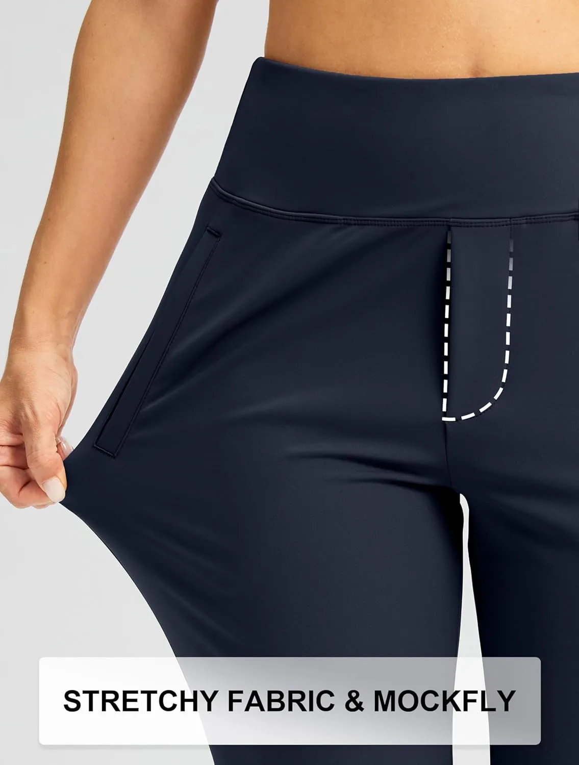 SANTINY Women's Pants with 3 Pockets 7/8 High Waisted Stretch Ankle Pants for Women Golf Casual Travel Athletic Work