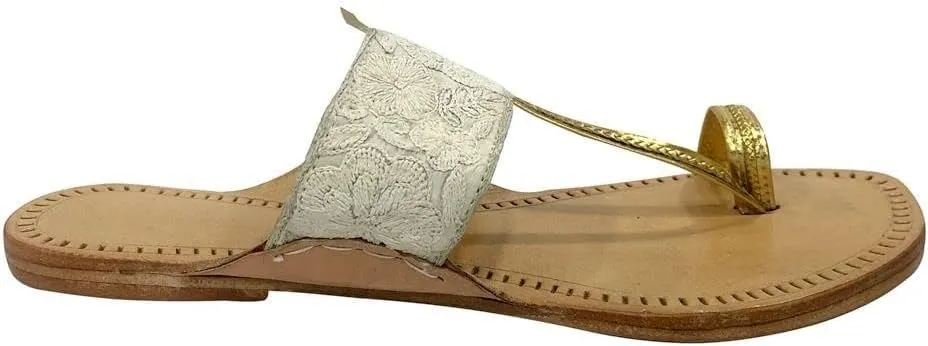 Shoe Bazar Ladies Designer Kolhapuri Chappal for Women Ethnic Sandals Beaded Mojari Flat Tribal Jutti