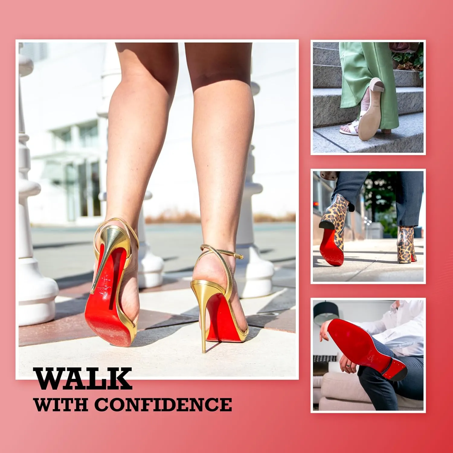 Shoe Sole Protector for Louboutin and Luxury High Heels, Preserves Red Bottoms, Self Adhesive Non Slip 3.5x6 Inch Premium Clear, Small, 6 Pack