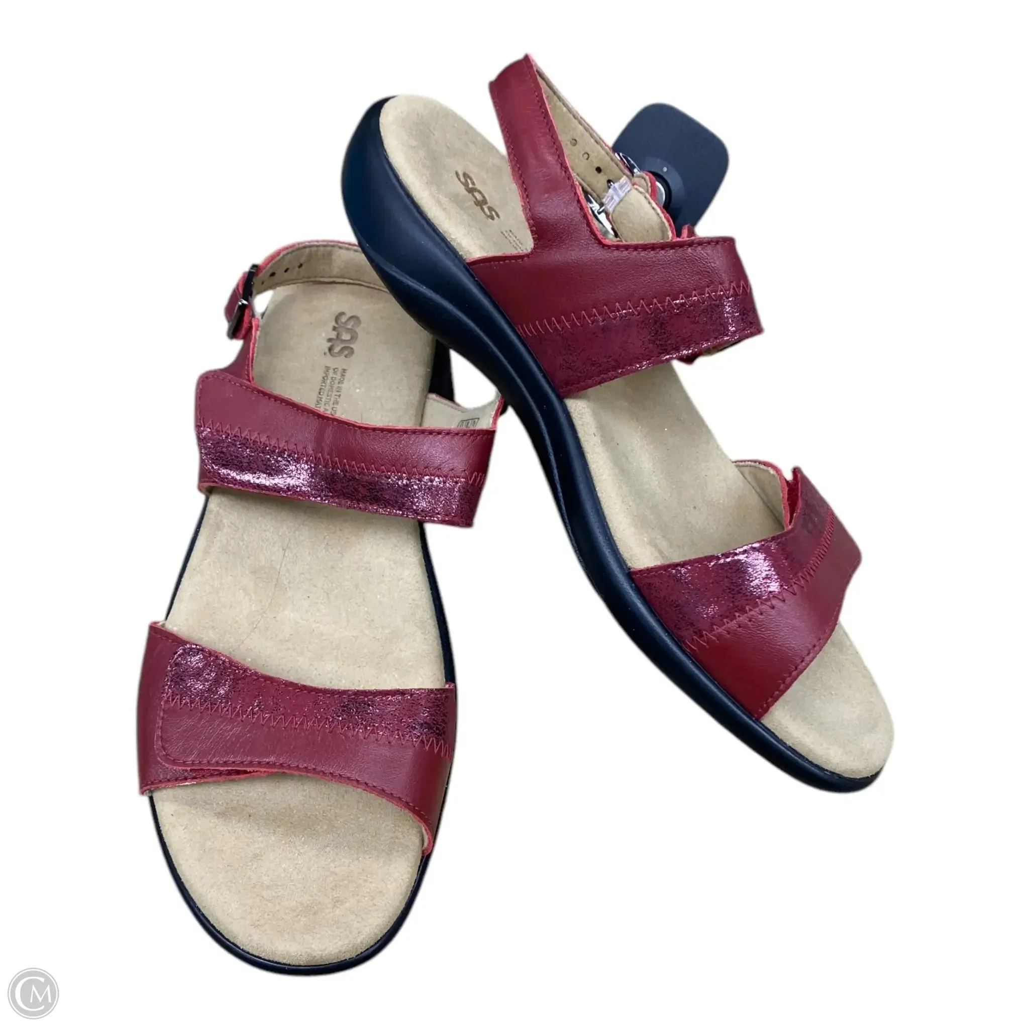 Shoes Flats By Sas In Red & Tan, Size: 9.5