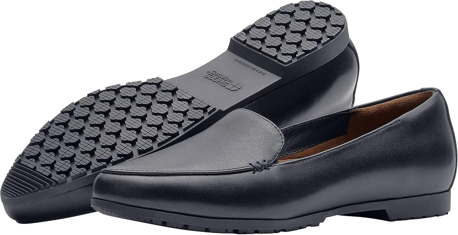 Shoes for Crews Loren, Womens Shoes, Non Slip Work Shoes, Slip Resistant, Black Flats for Work, Comfortable, Lightweight Cushioned Flats