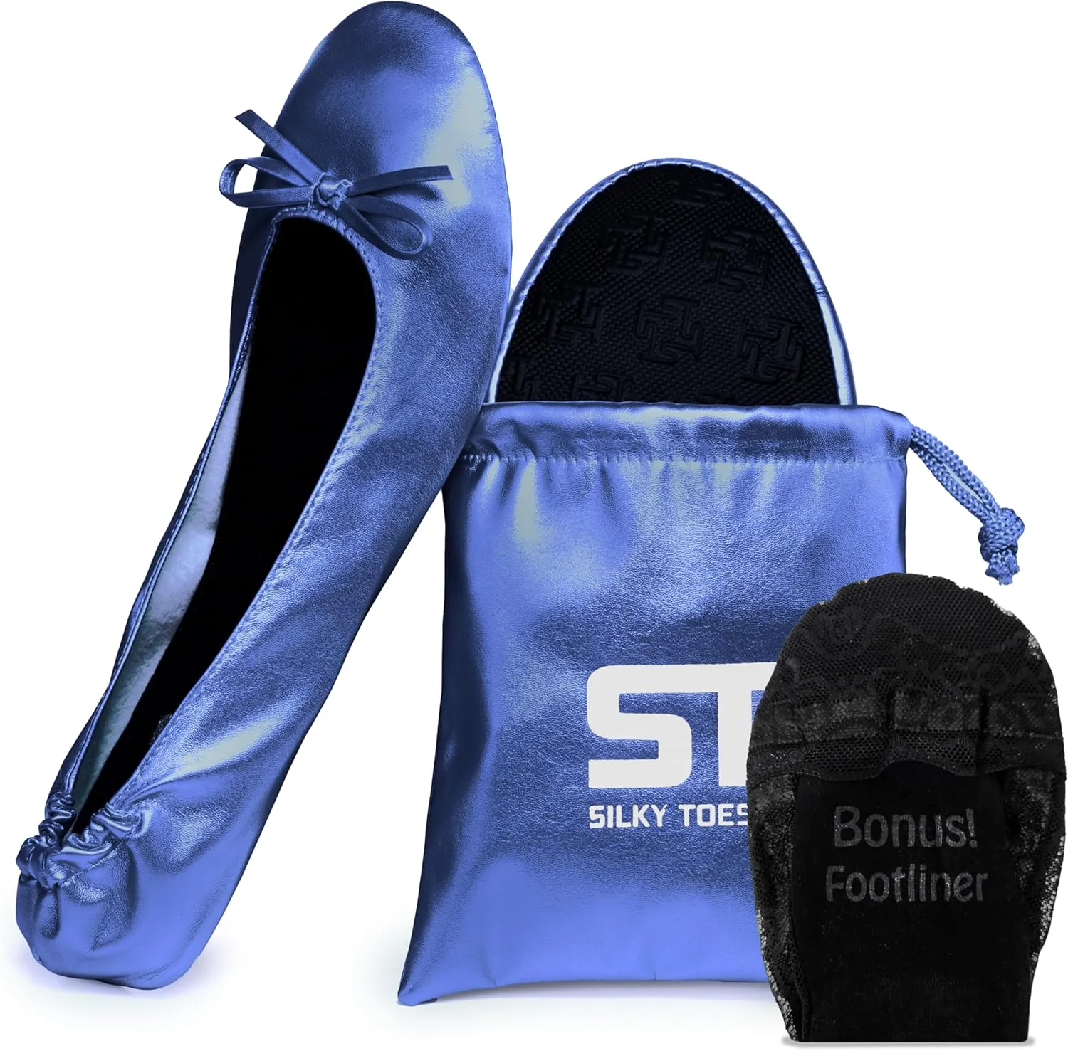 Silky Toes Foldable Flats for Women Purse Ballet Shoes Ballerina Slippers