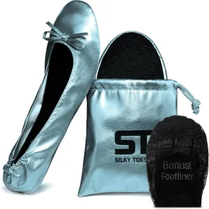 Silky Toes Foldable Flats for Women Purse Ballet Shoes Ballerina Slippers