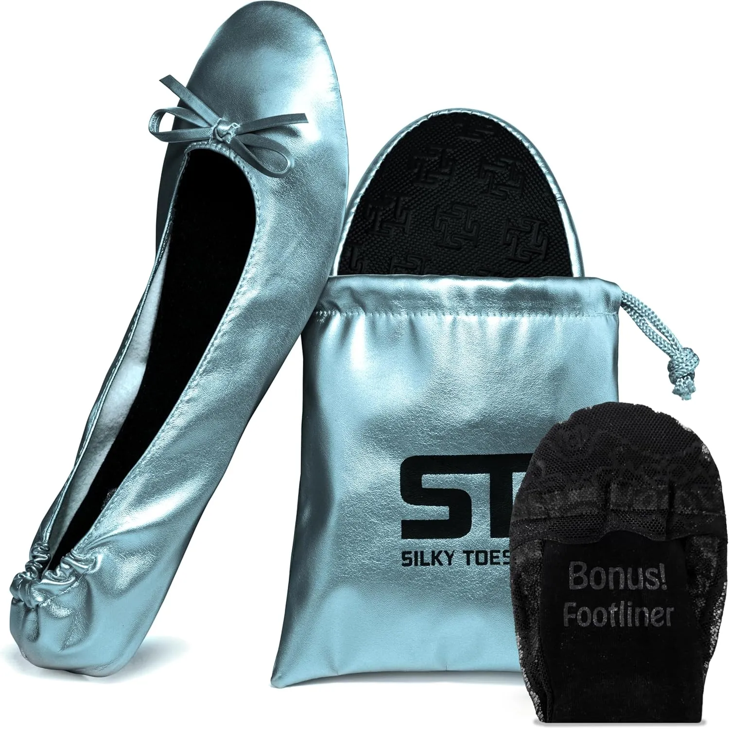 Silky Toes Foldable Flats for Women Purse Ballet Shoes Ballerina Slippers