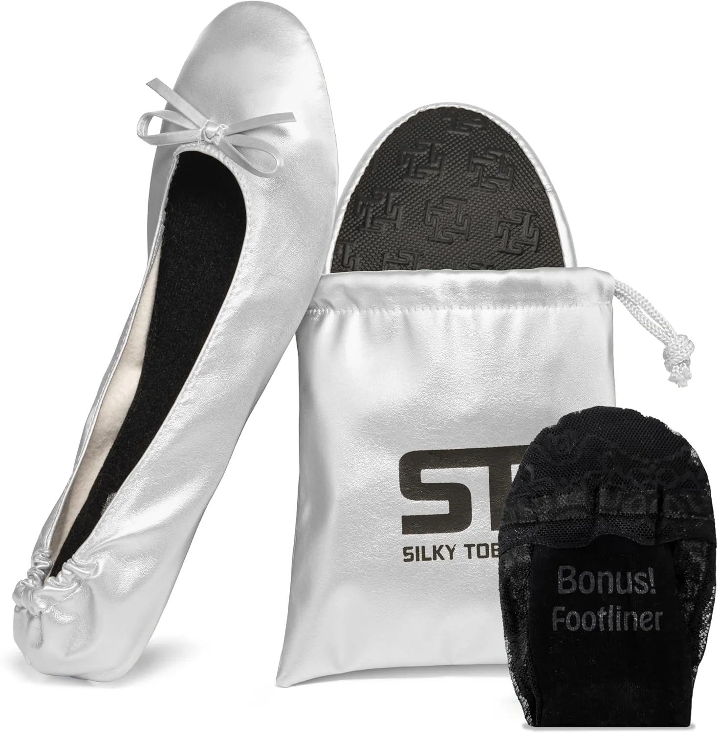 Silky Toes Foldable Flats for Women Purse Ballet Shoes Ballerina Slippers