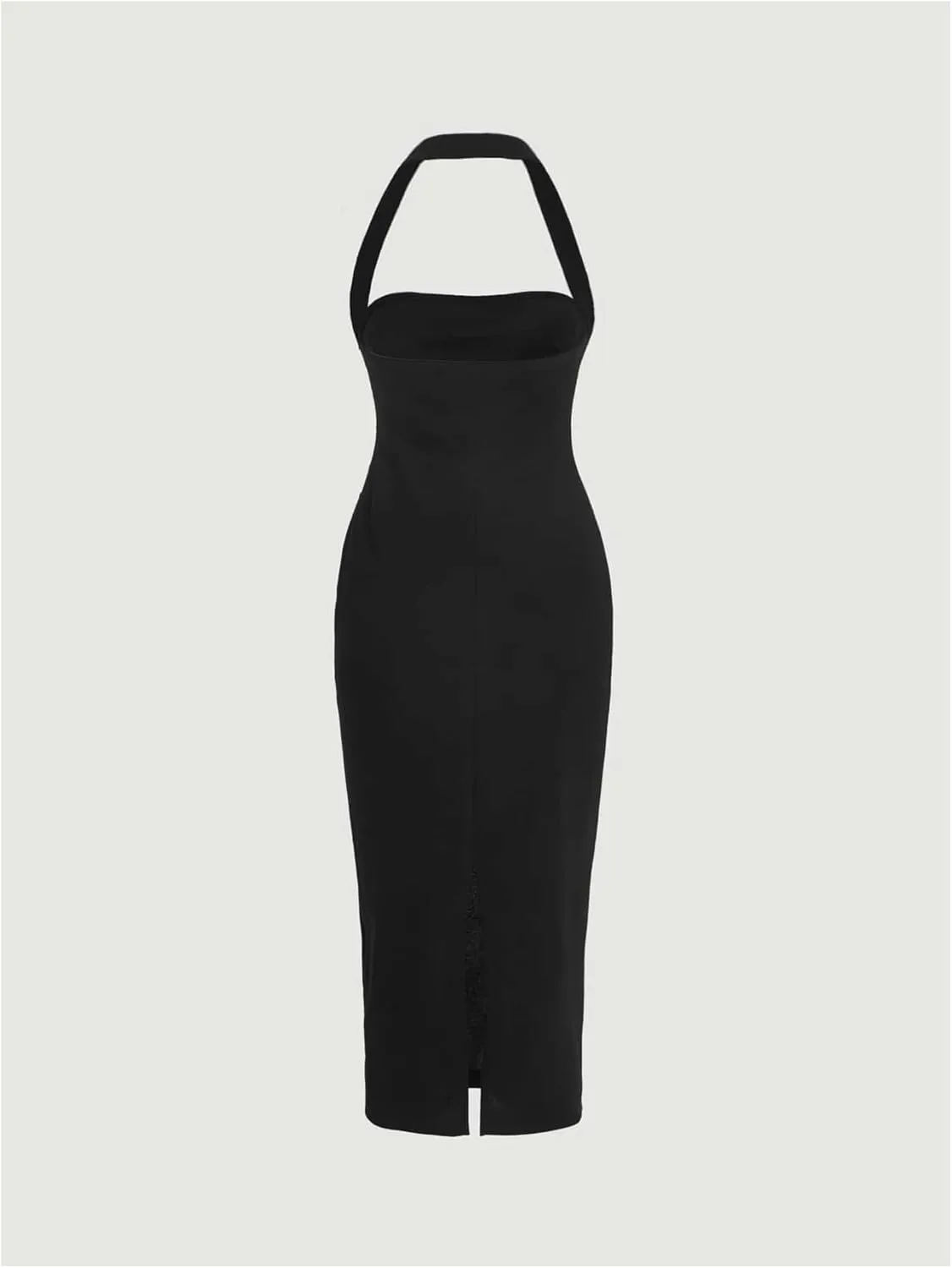 SOLY HUX Women's Halter Bodycon Dress Split Hem Midi Dress Backless Elegant Pencil Dresses