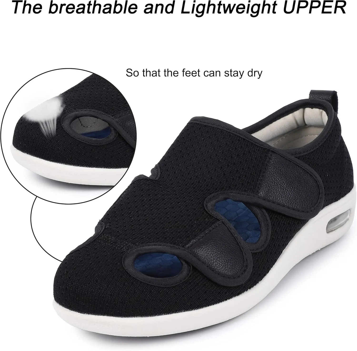 SPR&JOY Diabetic Shoes for Women, Women's Wide Width Elderly Shoes, Adjustable Closure Lightweight Breathable, Swollen Feet Edema Walking Sneakers