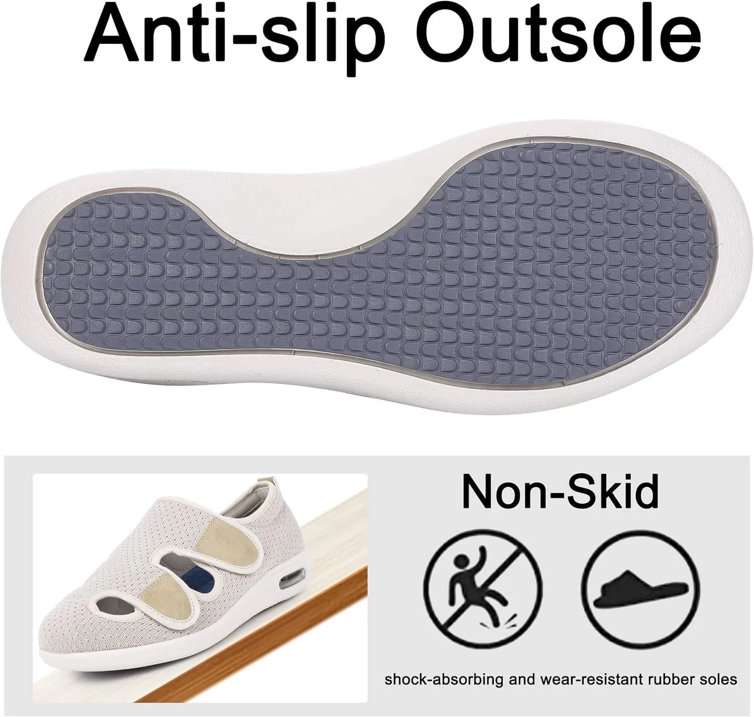 SPR&JOY Diabetic Shoes for Women, Women's Wide Width Elderly Shoes, Adjustable Closure Lightweight Breathable, Swollen Feet Edema Walking Sneakers