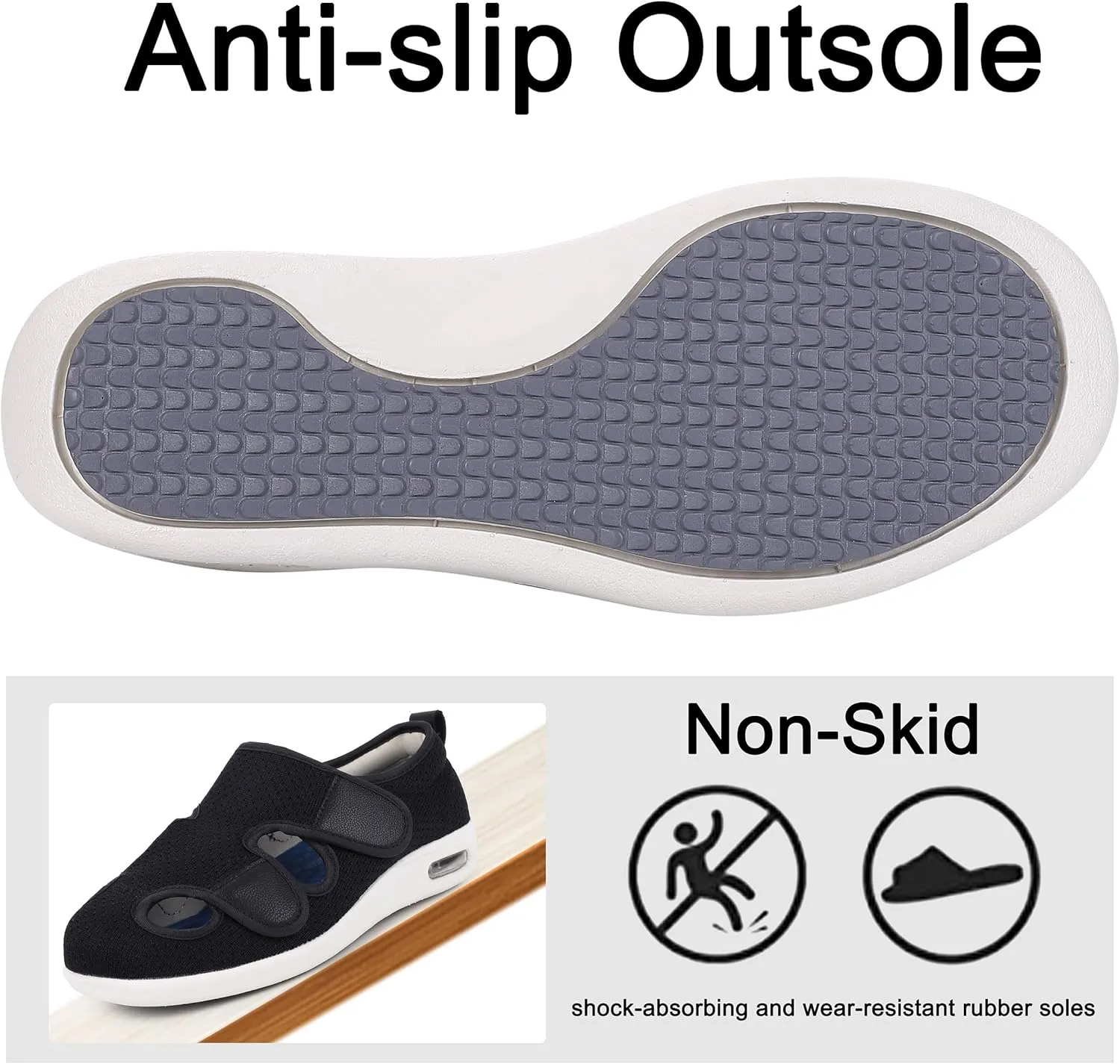 SPR&JOY Diabetic Shoes for Women, Women's Wide Width Elderly Shoes, Adjustable Closure Lightweight Breathable, Swollen Feet Edema Walking Sneakers