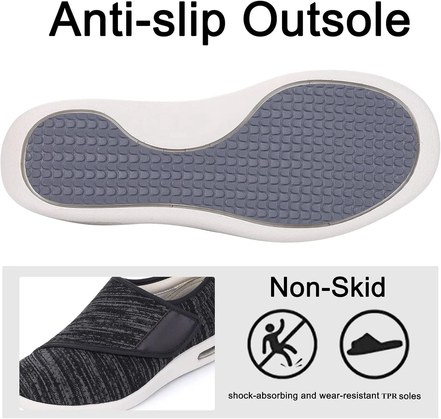 SPR&JOY Diabetic Shoes for Women, Women's Wide Width Elderly Shoes, Adjustable Closure Lightweight Breathable, Swollen Feet Walking Edema Sneakers