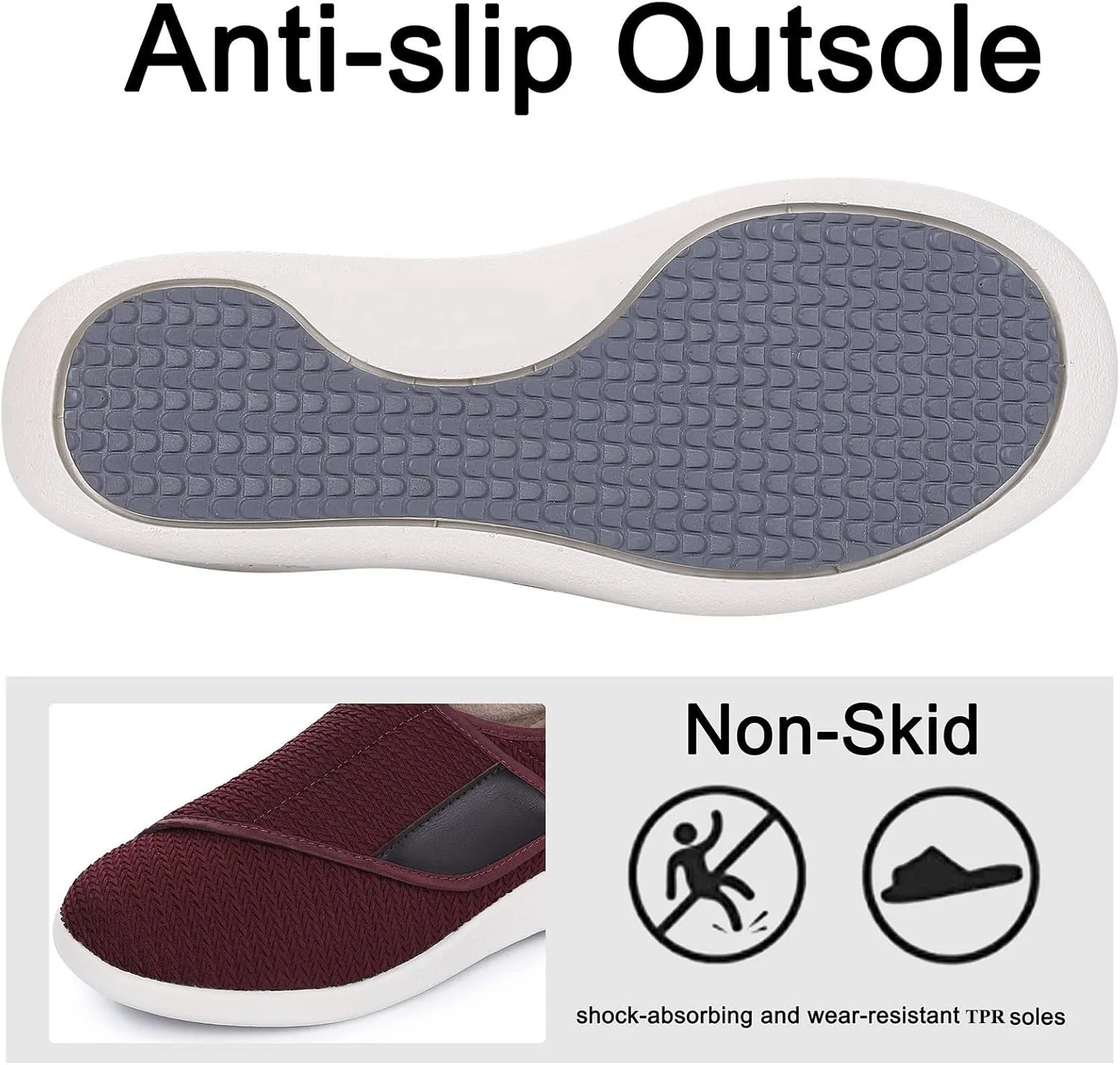 SPR&JOY Diabetic Shoes for Women, Women's Wide Width Elderly Shoes, Adjustable Closure Lightweight Breathable, Swollen Feet Walking Edema Sneakers