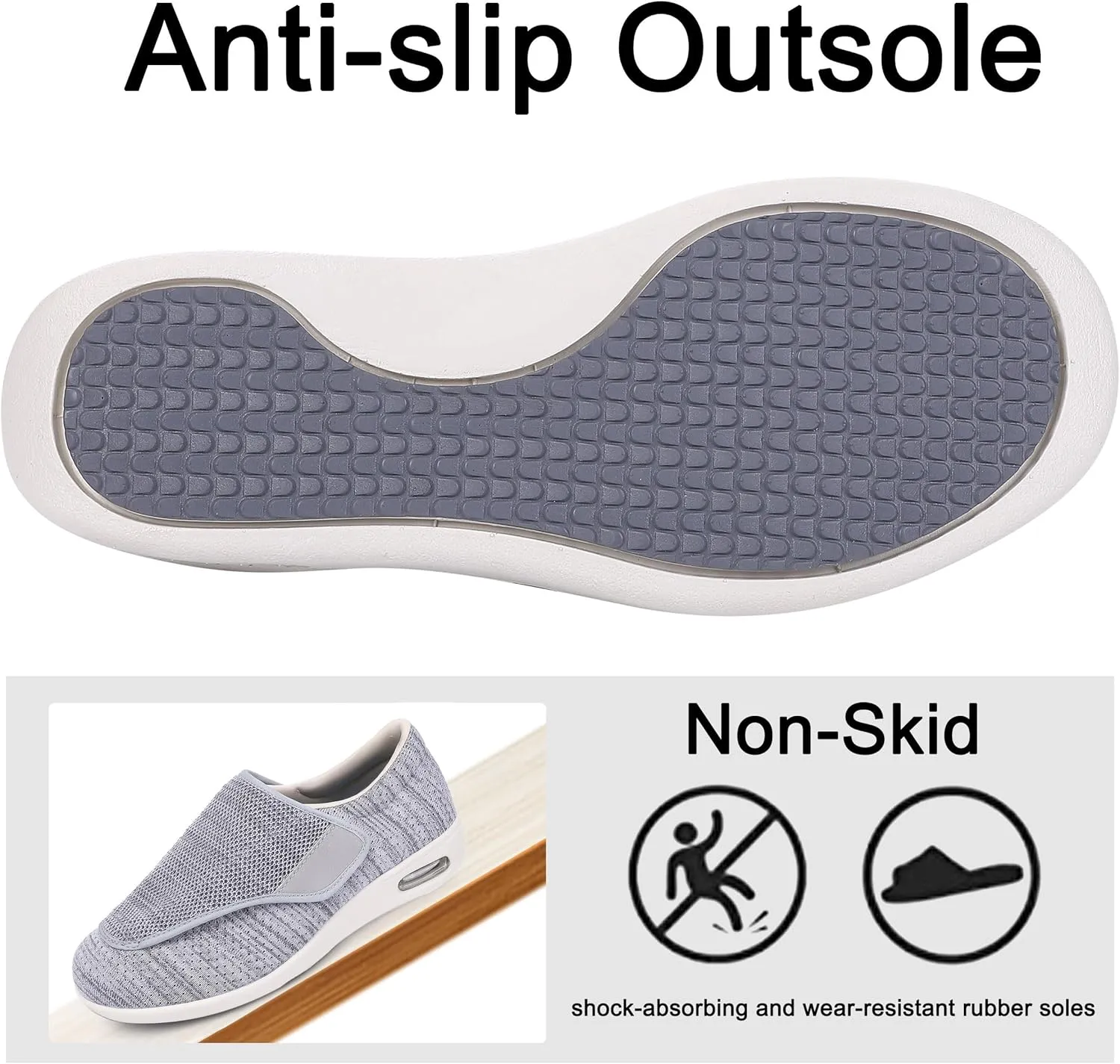 SPR&JOY Diabetic Shoes for Women, Women's Wide Width Elderly Shoes, Lightweight Adjustable Closure Breathable, Swollen Feet Walking Edema Sneakers