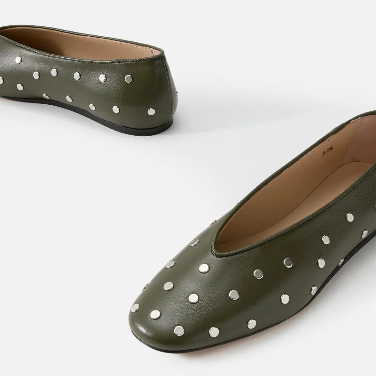 Studded Ballet Flats for Women Round Toe Low Heel Slip On Mary Jane Flat Comfortable Casual Ballerina Shoes