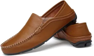 Succttssful Men's Leather Flat Loafers for Driving - Fashion Boat Shoes Slip On Walking Boat Shoes Casual Shoes for Travelling