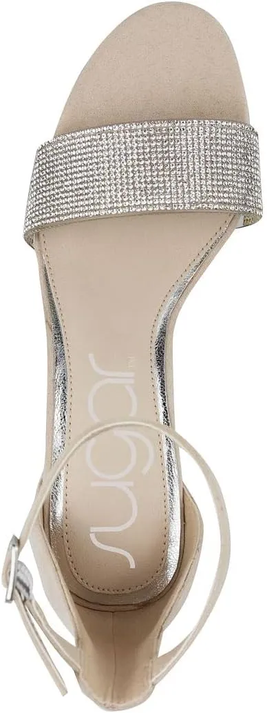 Sugar Women's Fashion Heel Sandals Chunk Dress Shoes with Ankle Strap Pump Sandal for Ladies - Cushioned and Comforable