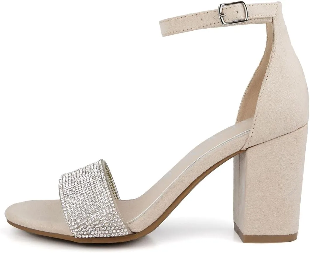 Sugar Women's Fashion Heel Sandals Chunk Dress Shoes with Ankle Strap Pump Sandal for Ladies - Cushioned and Comforable