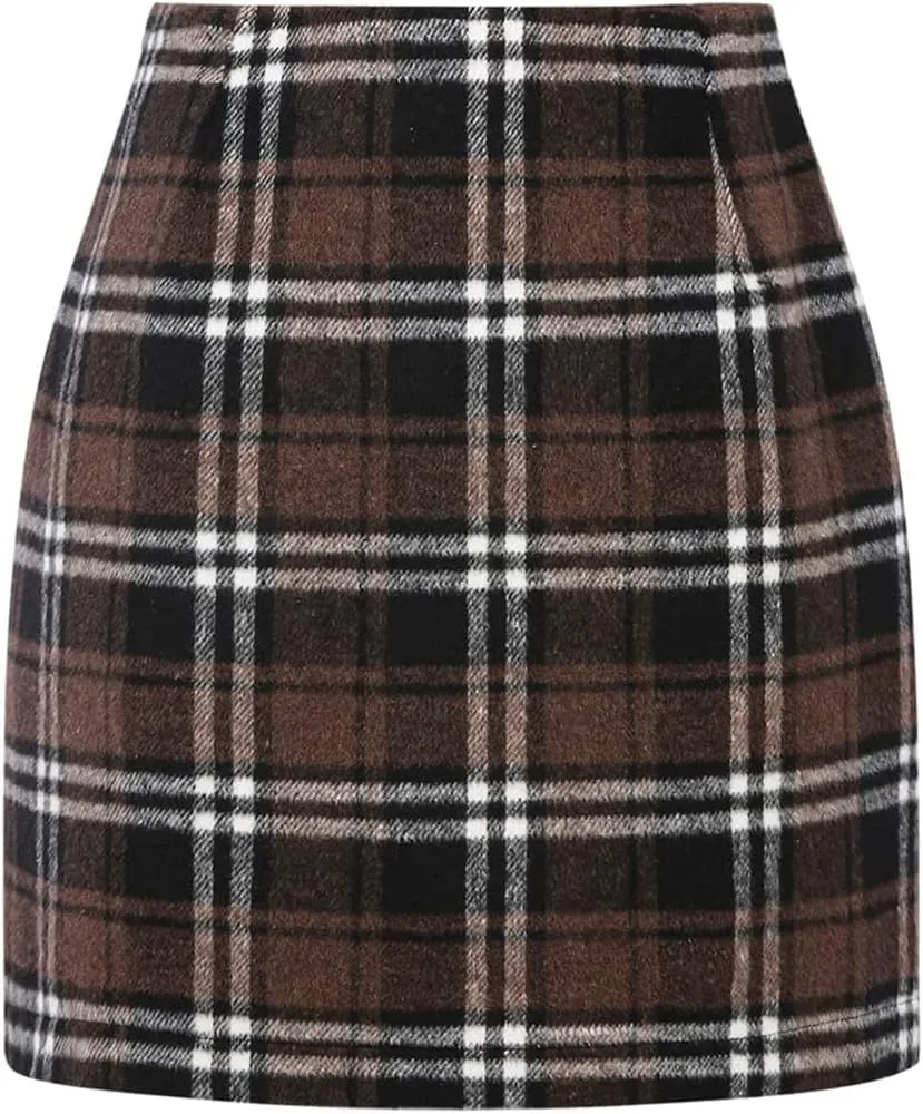 Sweater Dress for Women 2025 Mini Plaid Skirts for Women High Waisted Fall Winter Warm Pencil Short Stretchy Skirt