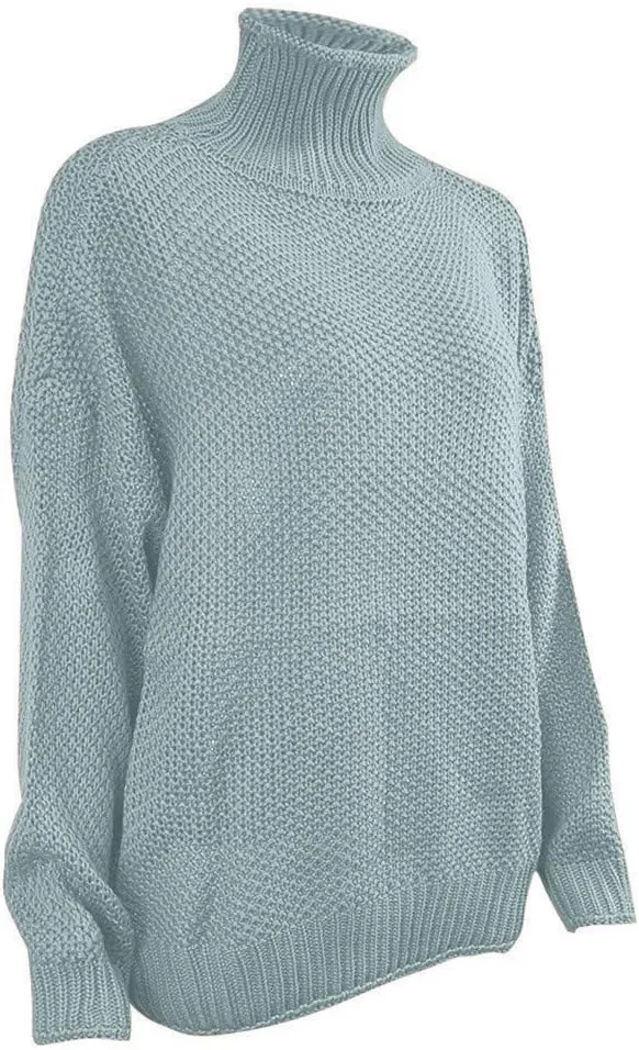 Sweaters for Women Oversized Turtleneck Batwing Sleeve Knitted Sweaters Casual Loose Warm Solid Color Pullover Tops