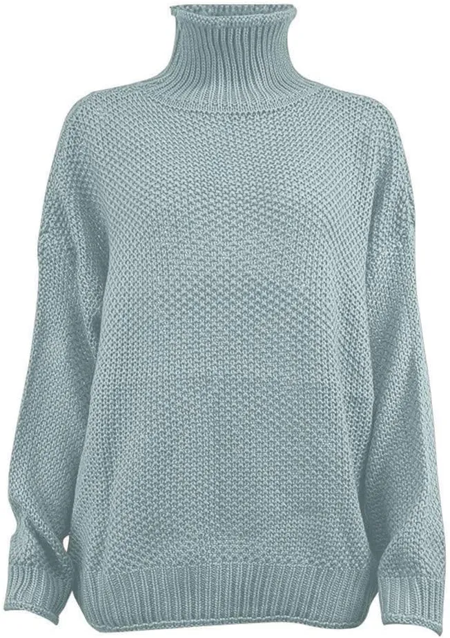 Sweaters for Women Oversized Turtleneck Batwing Sleeve Knitted Sweaters Casual Loose Warm Solid Color Pullover Tops